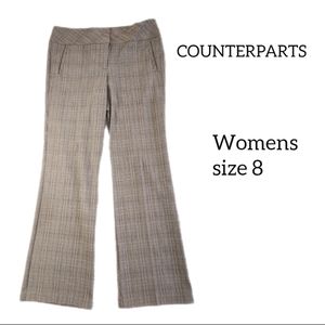 COUNTERPARTS BROWN PLAID WOMENS DRESS PANTS SIZE 8